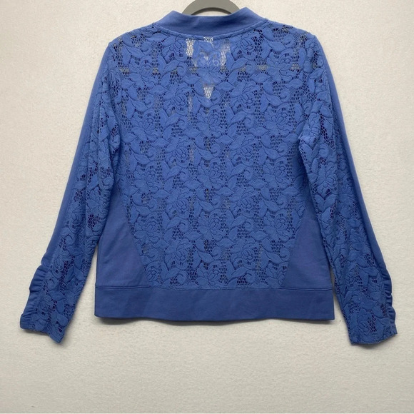 Chicos Lace Bomber Jacket Blue 0 / US XS - Picture 2 of 6